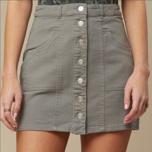 Altar’d State Gray Denim Button Up High Waisted Mini Skirt